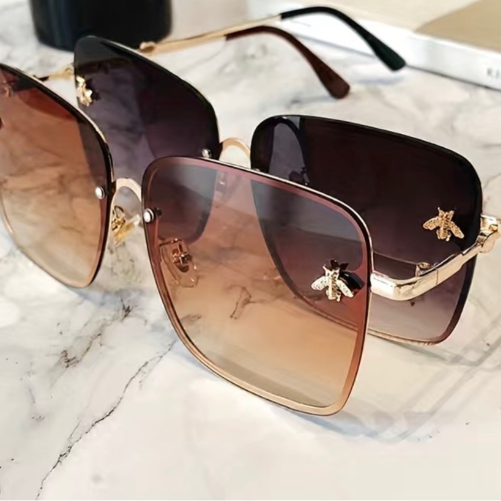 NWT-BEE SUNGLASSES IN BROWN AND BLACK - Picture 2 of 6